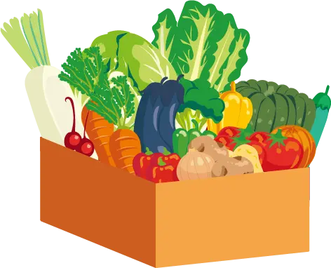 箱に野菜がぎっしり入っているイラスト